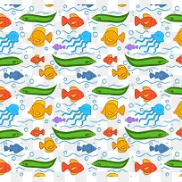 彩色海洋生物无缝背景-空若网 彩色海洋生物无缝背景-空若网