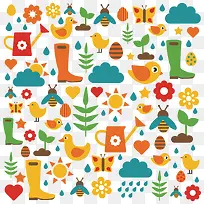 矢量小鸟花纹背景素材-空若网 矢量小鸟花纹背景素材-空若网