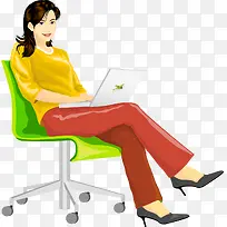 坐着玩笔记本电脑的美女-空若网 坐着玩笔记本电脑的美女-空若网