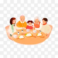 橙色卡通家庭聚餐装饰图案-空若网 橙色卡通家庭聚餐装饰图案-空若网