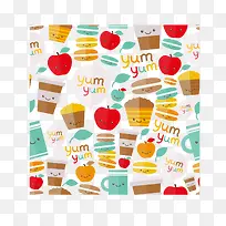 卡通可爱风格食物底纹背景矢量-空若网 卡通可爱风格食物底纹背景矢量-空若网