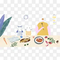 免抠卡通手绘吃食物的猫咪男人-空若网 免抠卡通手绘吃食物的猫咪男人-空若网