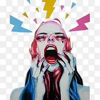 女性惊讶插画-空若网 女性惊讶插画-空若网