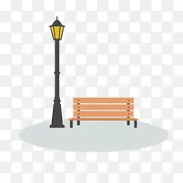 扁平化公园长椅路灯-空若网 扁平化公园长椅路灯-空若网