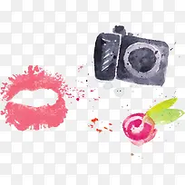 嘴唇相机爱情背景矢量素材-空若网 嘴唇相机爱情背景矢量素材-空若网