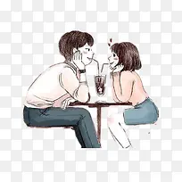 喝饮料的情侣-空若网 喝饮料的情侣-空若网