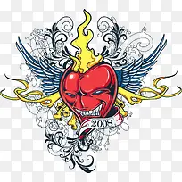 带翅膀的红心印花-空若网 带翅膀的红心印花-空若网