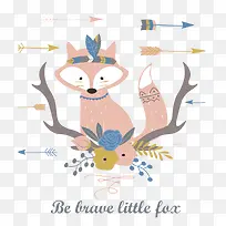 卡通树枝上的狐狸-空若网 卡通树枝上的狐狸-空若网