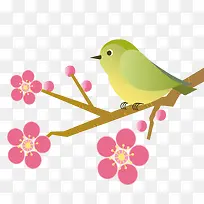 手绘卡通梅花小鸟-空若网 手绘卡通梅花小鸟-空若网