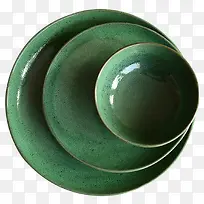 橄榄绿复古粗陶厨房餐具三件套-空若网 橄榄绿复古粗陶厨房餐具三件套-空若网