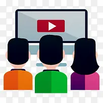 矢量卡通家庭成员坐在一起看电视-空若网 矢量卡通家庭成员坐在一起看电视-空若网