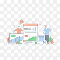 卡通手绘商务数据统计插画-空若网 卡通手绘商务数据统计插画-空若网