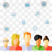 扁平化社交网络人群矢量素材-空若网 扁平化社交网络人群矢量素材-空若网