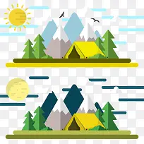 扁平化雪山矢量图-空若网 扁平化雪山矢量图-空若网