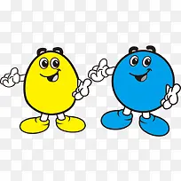 黄色蓝色卡通小人矢量图-空若网 黄色蓝色卡通小人矢量图-空若网