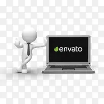 白色立体小人和笔记本电脑-空若网 白色立体小人和笔记本电脑-空若网