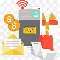 2.5D手机支付插画装饰-空若网 2.5D手机支付插画装饰-空若网