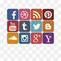 复古方形社交媒体图标矢量素材-空若网 复古方形社交媒体图标矢量素材-空若网