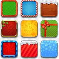 质感圣诞风APP图标矢量素材-空若网 质感圣诞风APP图标矢量素材-空若网