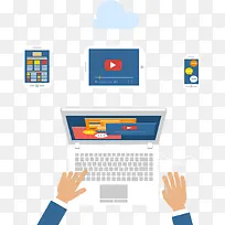 矢量笔记本电脑与手机-空若网 矢量笔记本电脑与手机-空若网