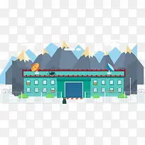 矢量图山中的车站-空若网 矢量图山中的车站-空若网