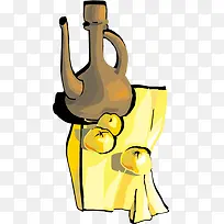 酒壶水果静物矢量-空若网 酒壶水果静物矢量-空若网