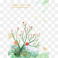 水彩墨迹树风景-空若网 水彩墨迹树风景-空若网