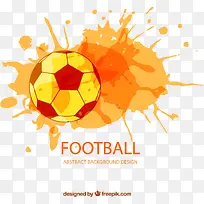 橙色水彩足球和墨迹-空若网 橙色水彩足球和墨迹-空若网