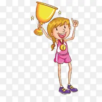 矢量卡通女孩奖杯插画-空若网 矢量卡通女孩奖杯插画-空若网