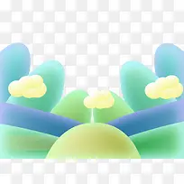 卡通手绘蓝色渐变底部装饰-空若网 卡通手绘蓝色渐变底部装饰-空若网