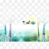 冬天风景插画-空若网 冬天风景插画-空若网