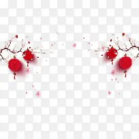 卡通红色灯笼树枝新年装饰-空若网 卡通红色灯笼树枝新年装饰-空若网