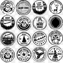 圣诞节印章图黑白-空若网 圣诞节印章图黑白-空若网