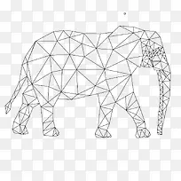 矢量黑色三角形网格大象-空若网 矢量黑色三角形网格大象-空若网