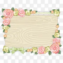 手绘木纹相框标牌玫瑰花边角-空若网 手绘木纹相框标牌玫瑰花边角-空若网