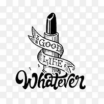 黑白口红英文插画-空若网 黑白口红英文插画-空若网