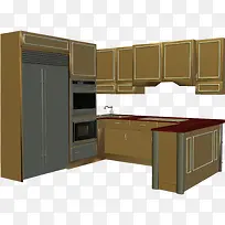 厨房橱柜工作台3D素材-空若网 厨房橱柜工作台3D素材-空若网