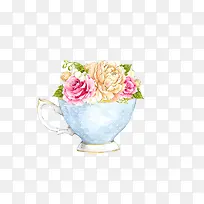 卡通手绘花茶杯-空若网 卡通手绘花茶杯-空若网