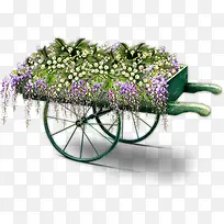卡通手绘薰衣草手推花车-空若网 卡通手绘薰衣草手推花车-空若网