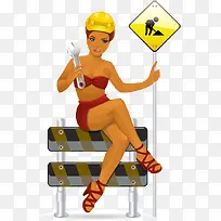 性感美女工人矢量素材,-空若网 性感美女工人矢量素材,-空若网