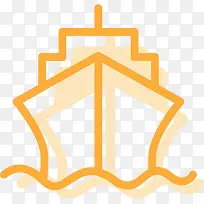 桔色线描游轮简笔画-空若网 桔色线描游轮简笔画-空若网