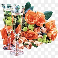 彩色手绘高脚杯玫瑰-空若网 彩色手绘高脚杯玫瑰-空若网