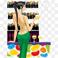 穿露背装喝红酒的时尚女孩-空若网 穿露背装喝红酒的时尚女孩-空若网