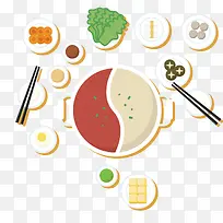 卡通美食火锅矢量图-空若网 卡通美食火锅矢量图-空若网
