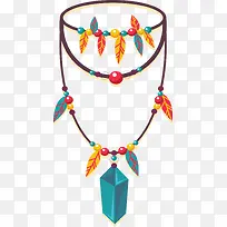 羽毛宝石民族风项链-空若网 羽毛宝石民族风项链-空若网