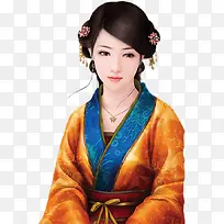 橙色服饰戴项链头饰古典美女-空若网 橙色服饰戴项链头饰古典美女-空若网