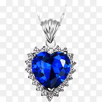 蓝色爱心钻石吊坠项链-空若网 蓝色爱心钻石吊坠项链-空若网