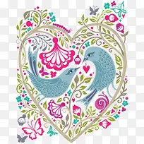 手绘卡通情侣鸟-空若网 手绘卡通情侣鸟-空若网