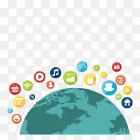 绿色地球上的多彩圆图框-空若网 绿色地球上的多彩圆图框-空若网