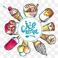 手绘夏日冰淇淋-空若网 手绘夏日冰淇淋-空若网